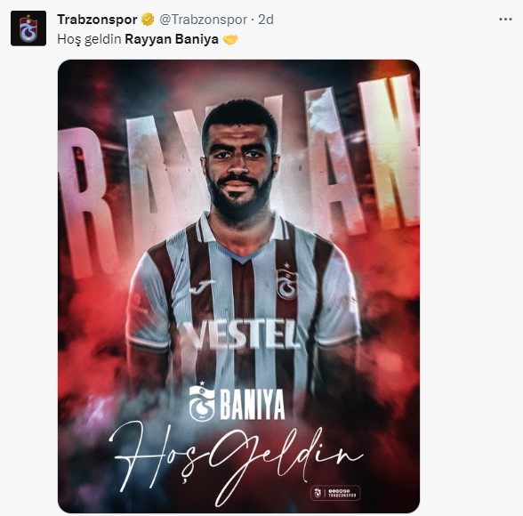 Trabzonspor, Fatih Karagümrük'ten Rayyan Baniya'yı renklerine bağladı