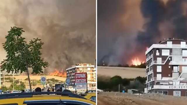 Çanakkale'deki yangın devlet hastanesi yakınlarına ulaştı! Bölgeden gelen görüntüler vahim