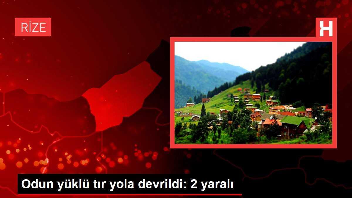 Odun yüklü tır yola devrildi: 2 yaralı