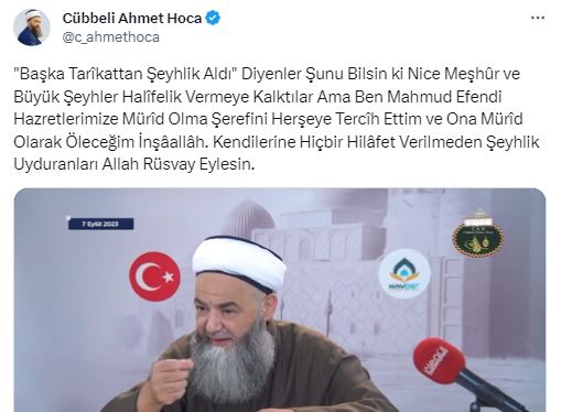 Cübbeli Ahmet, Kadiri Tarikatı'na geçtiği haberlerini yalanladı