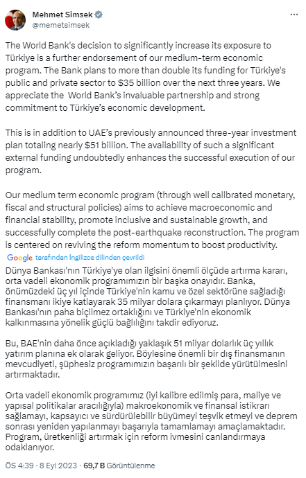 Dünya Bankası'nın Türkiye'ye ayırdığı 18 milyar dolarlık ek kaynağın nereye harcanacağı belli oldu
