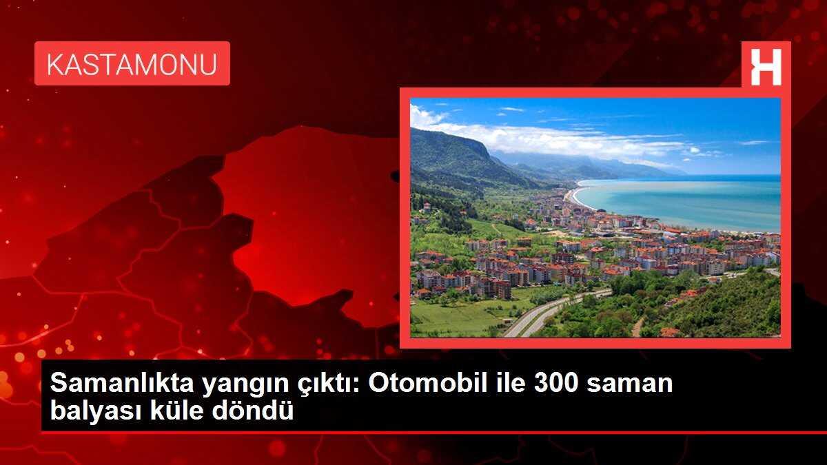 Samanlıkta yangın çıktı: Otomobil ile 300 saman balyası küle döndü