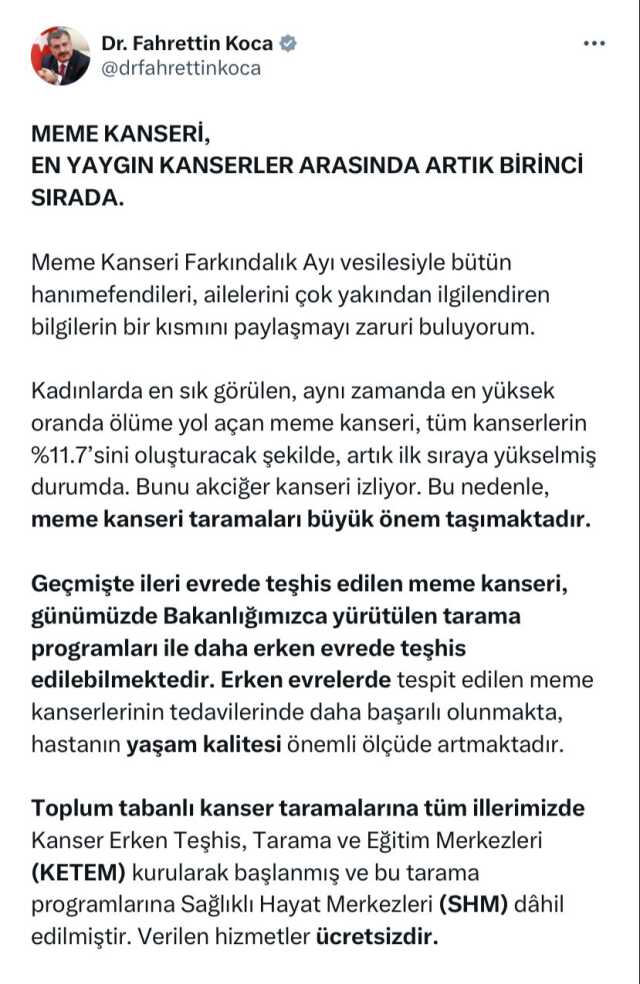 Meme kanseri Türkiye'de ilk sıraya yükseldi Meme kanseri Türkiye'de ilk sıraya yükseldi