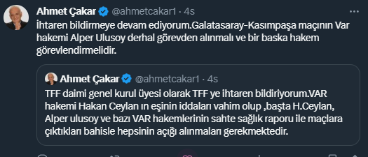 Hakem istifası sonrası Ahmet Çakar'dan TFF'ye sert çıkış: Konuşursa Susurluk Skandalı'ndan beter olur