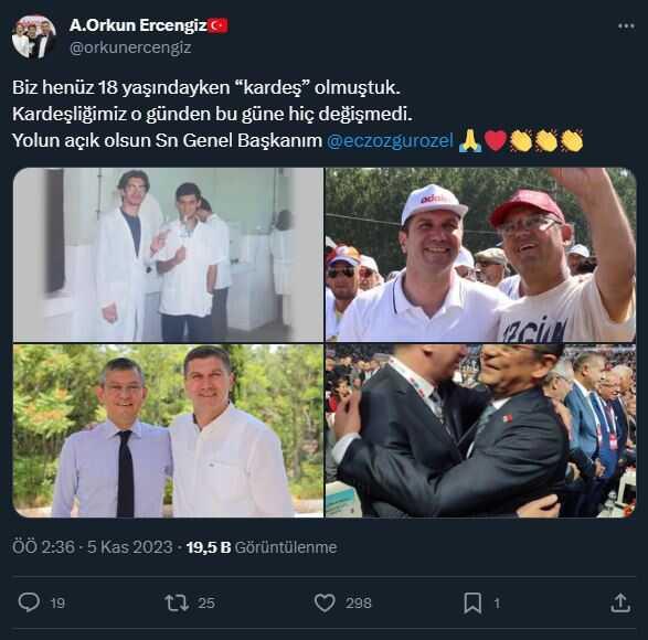 Burdur Belediye Başkanı Ercengiz, Özgür Özel'le öğrencilik yıllarındaki fotoğrafını paylaştı: Biz henüz 18 yaşındayken kardeş olmuştuk