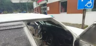 Keşan Devlet Hastanesi'nin Acil Servisi Önünde Otomobil Yangını