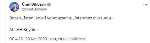 Partisinden kesin ihraç talebiyle disipline sevk edilen İYİ Parti Sakarya Milletvekili Ümit Dikbayır istifa edeceğini duyurdu