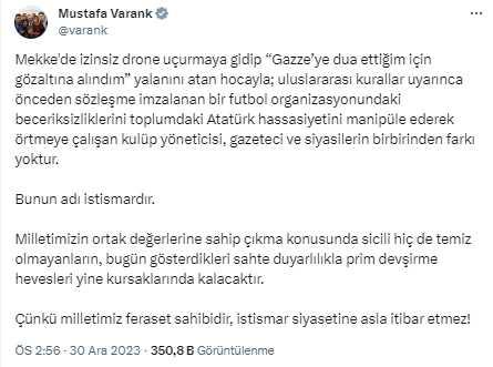 Mustafa Varank'tan çok konuşulacak Süper Kupa krizi yorumu: Bunun adı istismar!