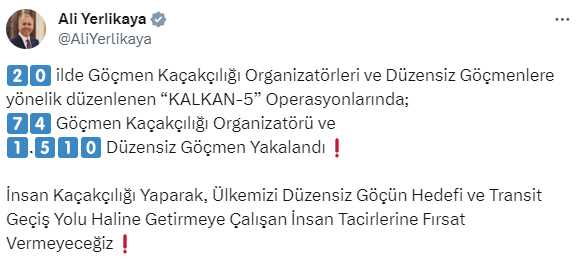 20 ilde büyük operasyon: 74 organizatör, 1.510 düzensiz göçmen yakalandı 20 ilde büyük operasyon: 74 organizatör, 1.510 düzensiz göçmen yakalandı