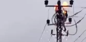 HATAY'da akli dengesi yerinde olmayan bir kişi elektrik direğinde akıma kapılarak ağır yaralandı