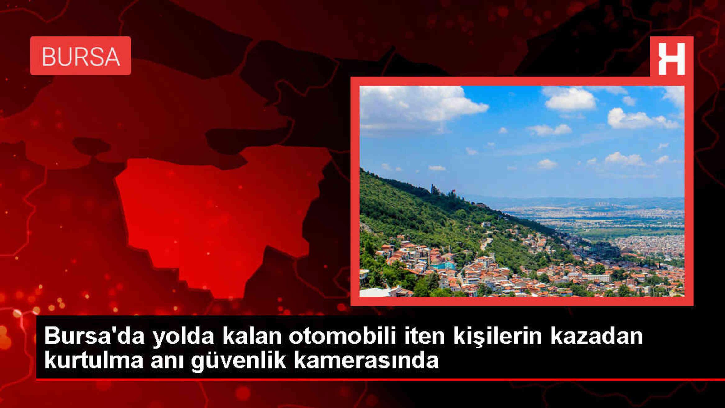 İnegöl'de otomobili iten 2 kişi kamyonetin çarpmasından son anda kurtuldu