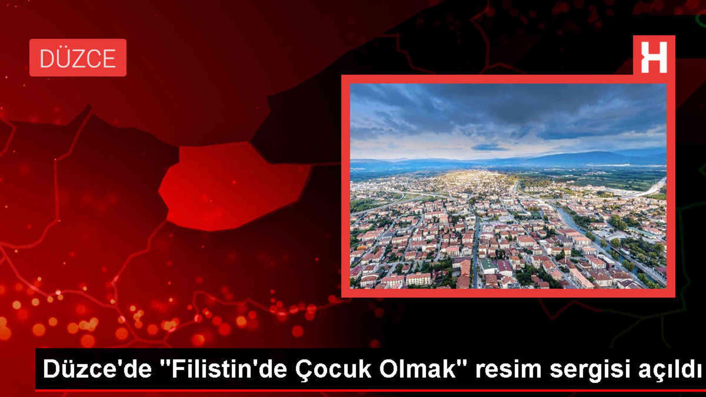 Düzce'de Güzel Sanatlar Lisesi öğrencilerinin eserlerinden oluşan 'Filistin'de Çocuk Olmak' temalı resim sergisi açıldı