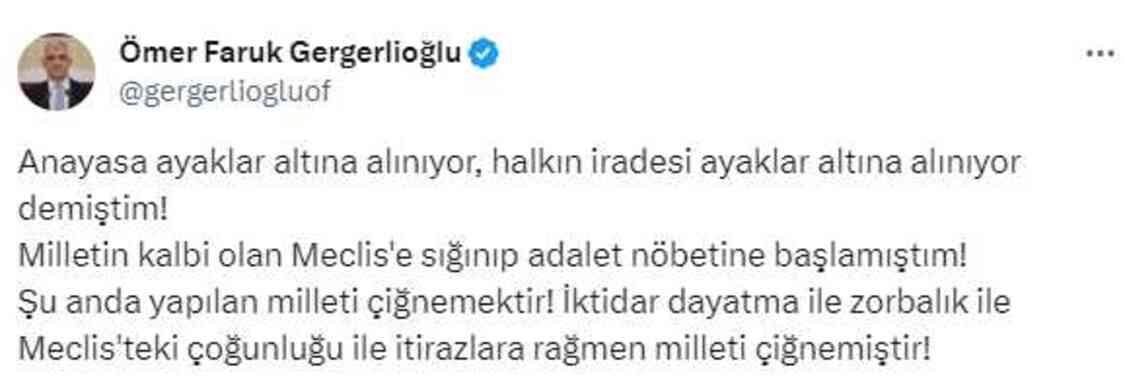 Gergerlioğlu'ndan Can Atalay'a destek: Umarım adalet yerini bulur o da Meclis'e gelir