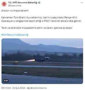 Pençe Kilit'te 4 terörist etkisiz Pençe Kilit'te 4 terörist etkisiz