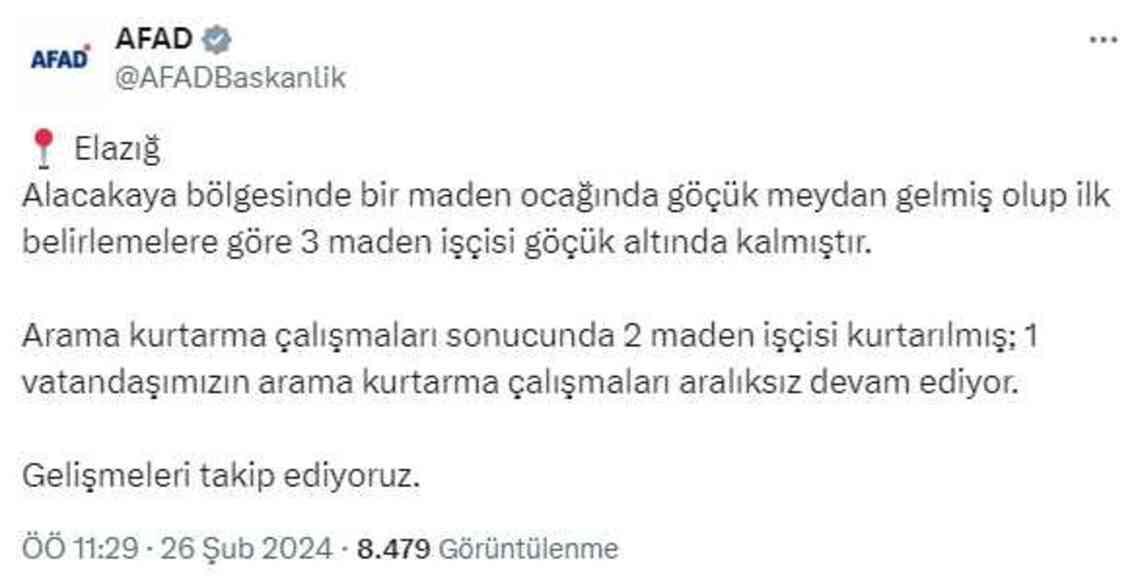 Elaz��'da maden oca��nda g���k! Toprak alt�nda kalan i��iler var