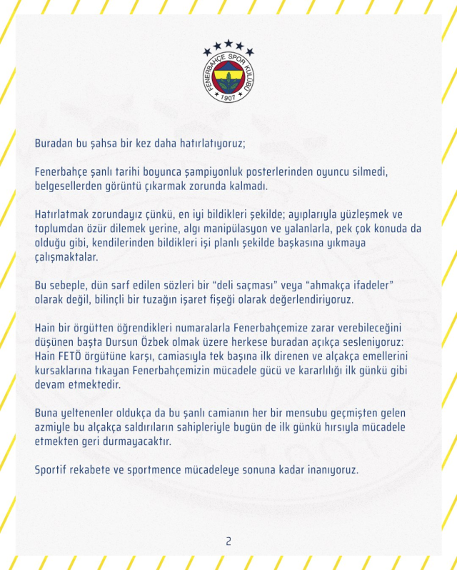 Ortalık iyice karışacak! Fenerbahçe Dursun Özbek'e aynı sertlikte cevap verip suç duyurusunda bulundu