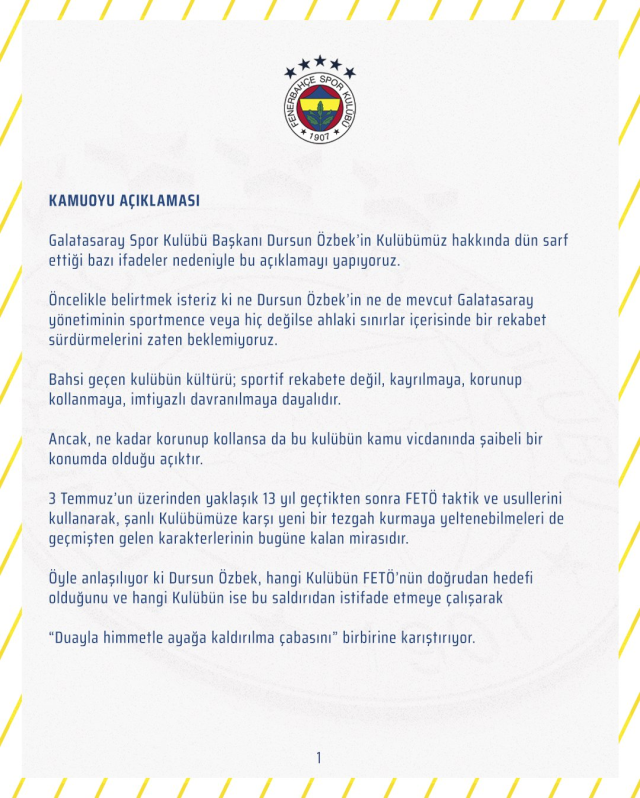 Ortalık iyice karışacak! Fenerbahçe Dursun Özbek'e aynı sertlikte cevap verip suç duyurusunda bulundu