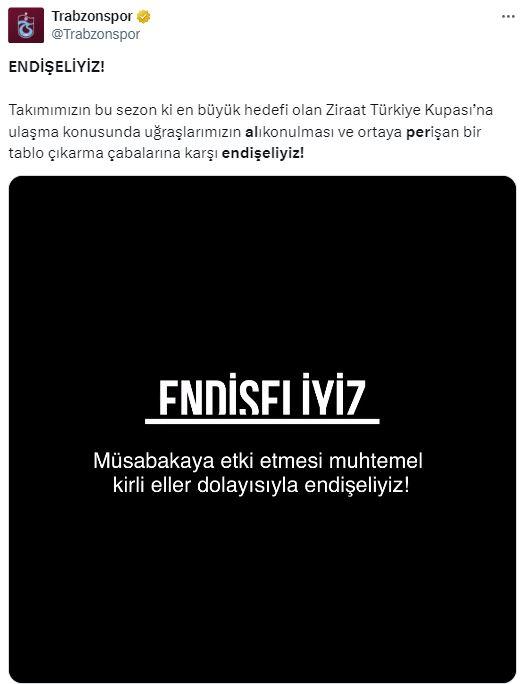 Trabzonspor'dan Başakşehir maçı öncesi dikkat çeken paylaşım: Endişeliyiz