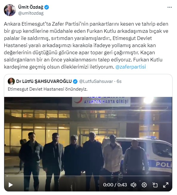 Zafer Partisi'ne 24 saatte 2 ayrı saldırı: Çadır kundaklandı, 1 kişi bıçaklandı