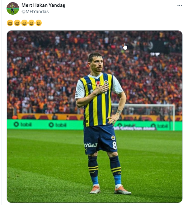 Galatasaray derbisi sonrasında 5 maç ceza alan Mert Hakan Yandaş'dan olay paylaşım