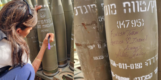 ABD'nin eski BM Temsilcisi Nikki Haley İsrail'de top mermisine 'Bitirin onları' yazdı
