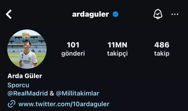 Instagram'da 11 milyon takipçiye ulaşan Arda Güler, en çok takipçisi olan Türk futbolcu oldu