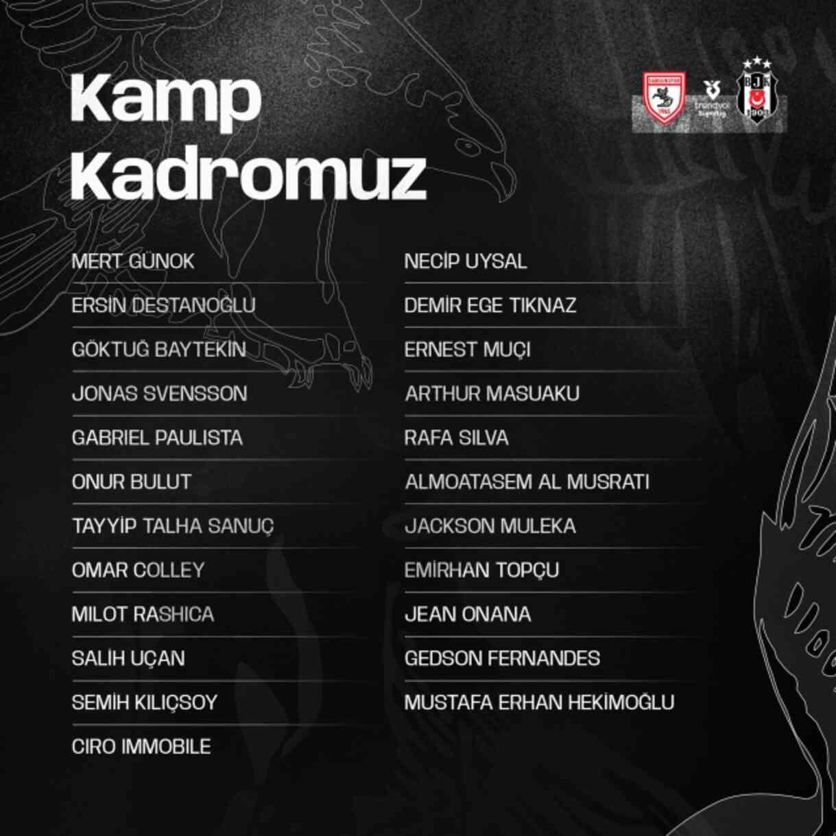 Yeni transfer kafilede yok! Beşiktaş'ın Samsunspor maçı kadrosu belli oldu