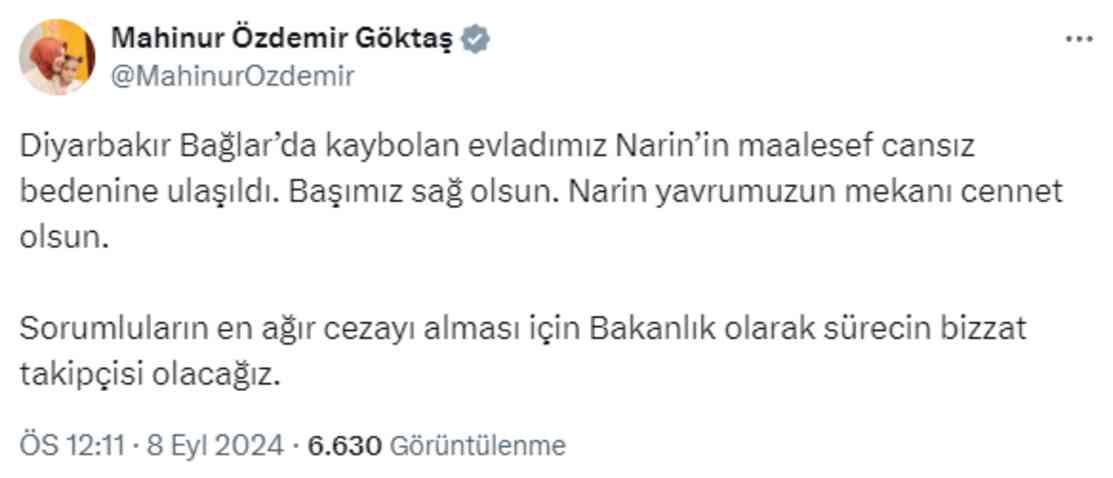 Bakanların Narin mesajında dikkat çeken ortak nokta! Üçü de aileye başsağlığı dilemedi