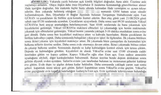 Yenge Hediye Güran'ın ifadesi ortaya çıktı: Narin kaybolduktan birkaç gün sonra telefonumu değiştirdim