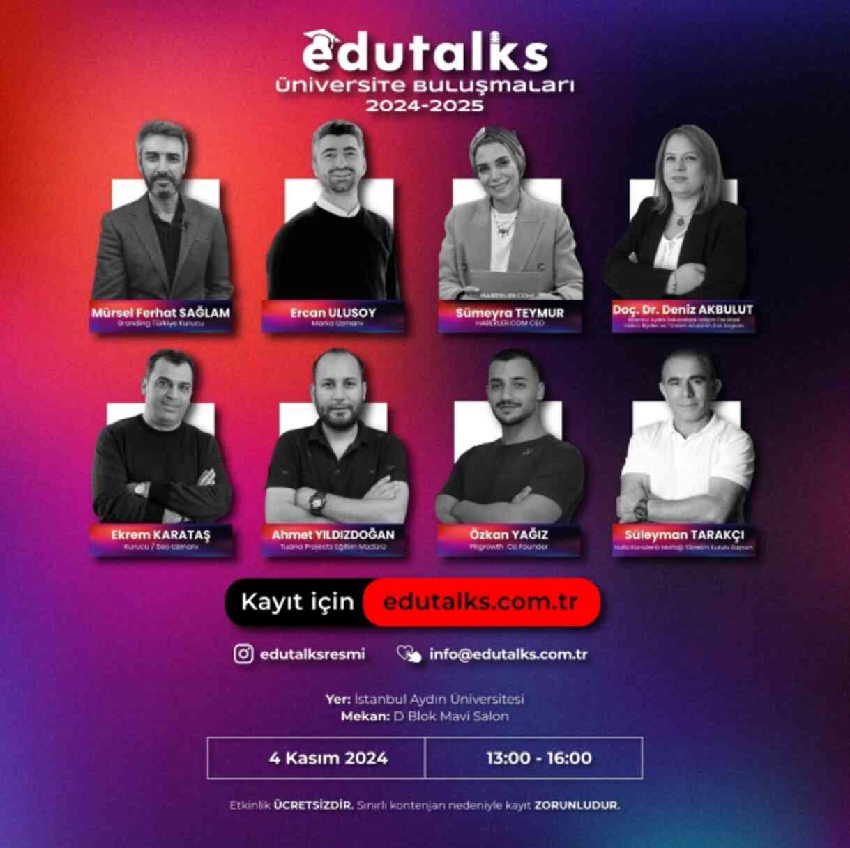 EduTalks Etkinliği 4 Kasım 2024'te İstanbul Aydın Üniversitesi'nde!