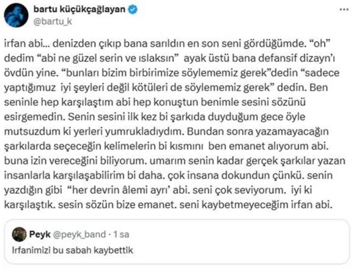 Peyk grubunun solisti İrfan Alış hayatını kaybetti