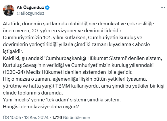 AK Parti kurucusu Hüseyin Çelik'ten Atatürk için skandal 'diktatör' çıkışı