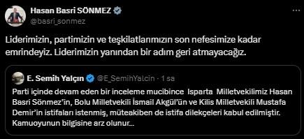 MHP'de üç milletvekilinin istifası kabul edildi