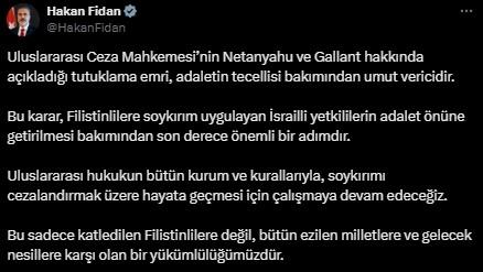 Bakan Fidan'dan Netanyahu yorumu: Tutuklama emri adaletin tecellisi bakımından umut verici