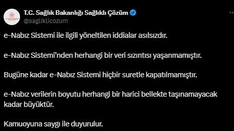 Sağlık Bakanlığı 'e-Nabız verileri çalındı' iddiasını yalanladı