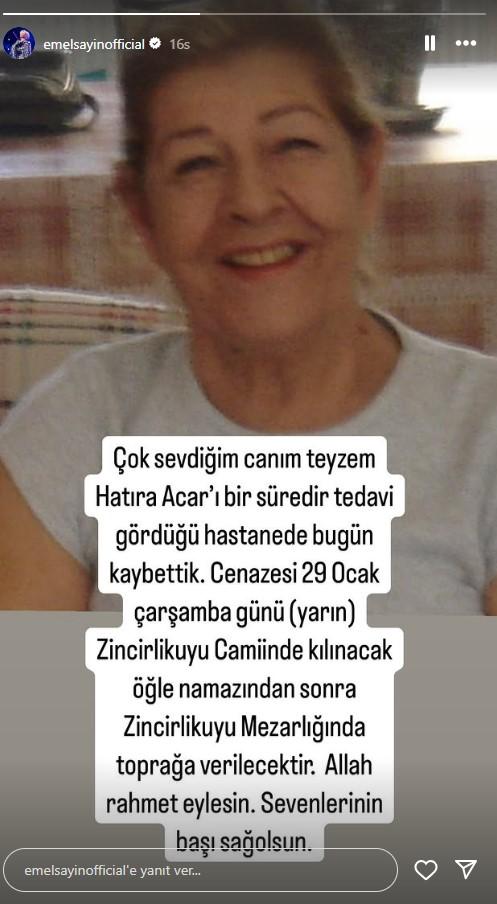 Emel Sayın'ın acı günü: Çok sevdiğim canım teyzemi kaybettik