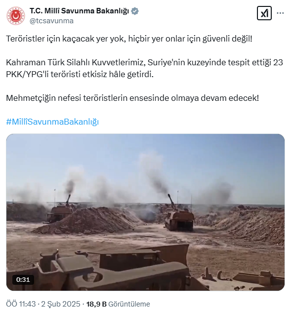 Suriye'nin kuzeyinde 23 PKK/YPG'li terörist öldürüldü