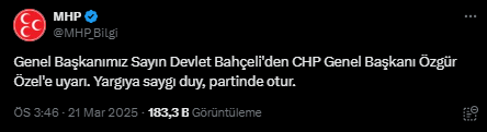 Bahçeli'den Özgür Özel'e sert uyarı: Yargıya saygı duy, partinde otur