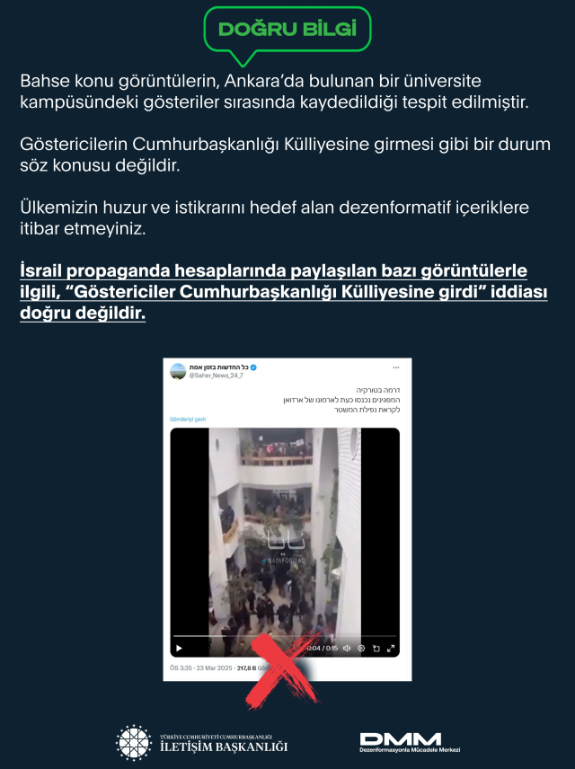 DMM 'Göstericiler Cumhurbaşkanlığı Külliyesi'ne girdi' iddialarını yalanladı
