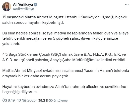 Mattia Ahmet Minguzzi'nin ailesini tehdit eden 5 kişi yakalandı Mattia Ahmet Minguzzi'nin ailesini tehdit eden 5 kişi yakalandı
