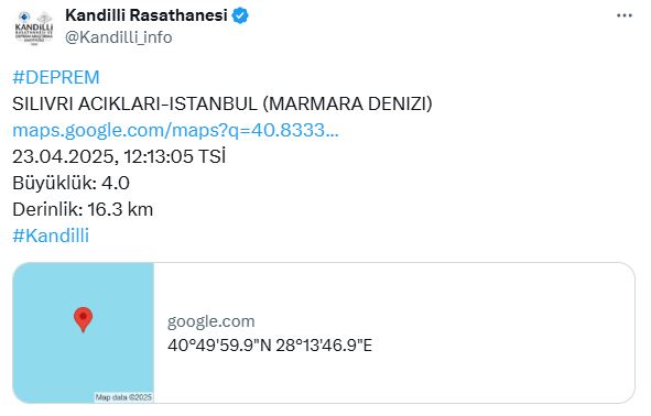 İstanbul'da 3.9 büyüklüğünde deprem İstanbul'da 3.9 büyüklüğünde deprem