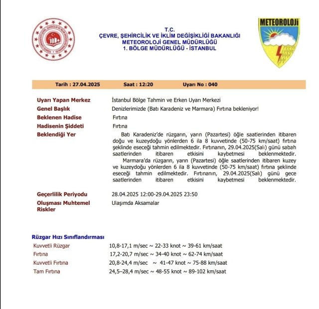 İstanbul Valiliğinden fırtına uyarısı! Saat verildi