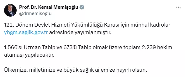 Yeni hekim atamaları duyuruldu! İşte detaylar...