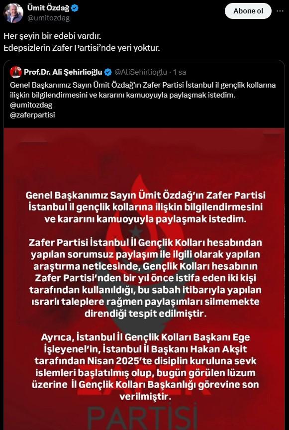 Zafer Partisi'nden Sırrı Süreyya Önder paylaşımları için savunma! Ümit Özdağ da açıklama yaptı
