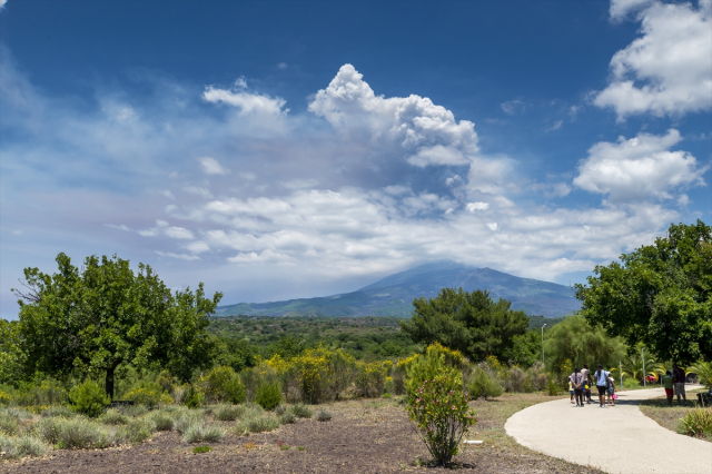 Etna Yanardağı güçlü şekilde kül ve lav püskürttü Etna Yanardağı güçlü şekilde kül ve lav püskürttü