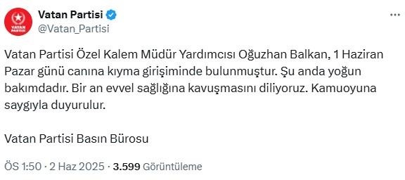 Vatan Partisi'nin kritik ismi evinin tuvaletinde silahla kendini vurdu