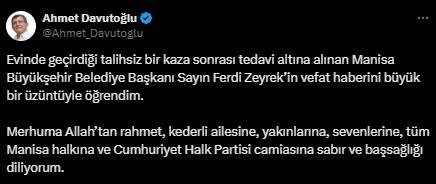 Ferdi Zeyrek'in hayatını kaybetmesinin ardından siyasilerden art arda taziye mesajları Ferdi Zeyrek'in hayatını kaybetmesinin ardından siyasilerden art arda taziye mesajları