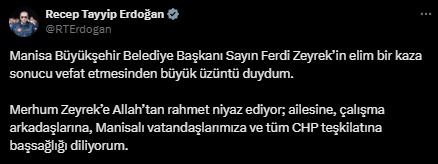 Ferdi Zeyrek'in hayatını kaybetmesinin ardından siyasilerden art arda taziye mesajları Ferdi Zeyrek'in hayatını kaybetmesinin ardından siyasilerden art arda taziye mesajları
