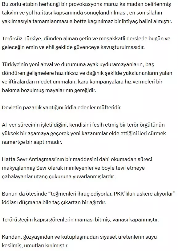 Bahçeli'den Terörsüz Türkiye mesajı: Devletin pazarlık yaptığını iddia edenler müfteridir