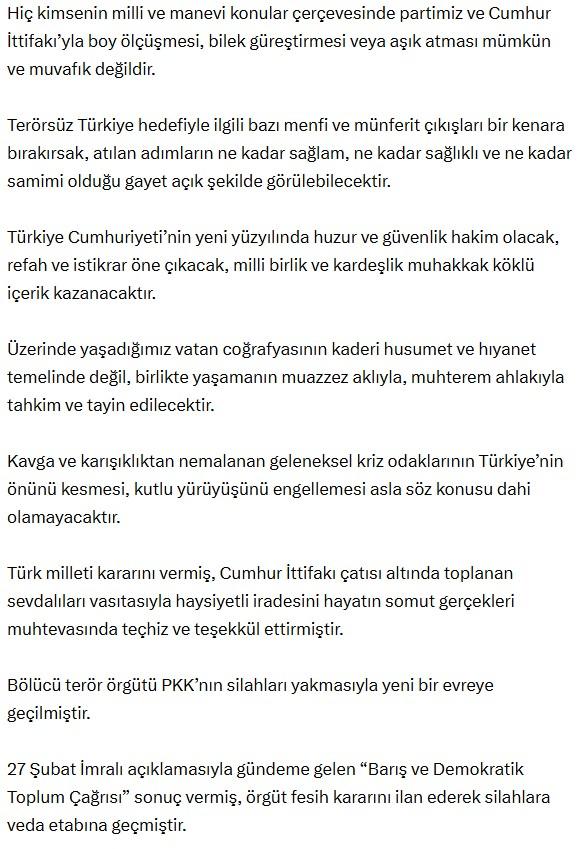 Bahçeli'den Terörsüz Türkiye mesajı: Devletin pazarlık yaptığını iddia edenler müfteridir